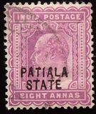 [King Edward VII, 1841-1910 - India Postage Stamps Overprinted "PATIALA STATE", type D7]