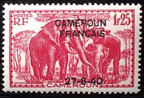 [Adherence to General de Gaulle - Overprinted "CAMEROUN FRANCAIS 27-8-40", type X15]