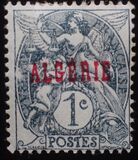 [French Postage Stamps Overprinted "ALGÈRIE" in Red, タイプ A1]