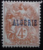 [French Postage Stamps Overprinted in Blue, type C]