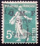 [French Postage Stamps Surcharged & Overprinted "O.M.F. - Syrie" - Value in "CENTIMES", тип D3]