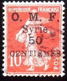 [French Postage Stamps Surcharged & Overprinted "O.M.F. - Syrie" - "Value" in 2 Lines, Вид I1]