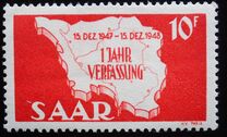 [The 1st Anniversary of the Constitution - Map of Saarland, tegund XT1]