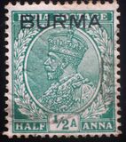[India Postage Stamps Overprinted "BURMA", type A1]