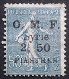 [Sellos de Francia sobrecargados y con la impresión "O.M.F. - Syrie"., tipo M4]