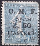 [Sellos de Francia sobrecargados y con la impresión "O.M.F. - Syrie"., tipo M4]