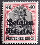 [German Empire Postage Stamps Surcharged "Fr. and C." or "Centimes" & Overprinted "Belgien", type A4]