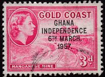 [Queen Elizabeth Stamps of 1952 of Gold Coast Overprinted "GHANA INDEPENDENCE 6TH.. MARCH, 1957", סוג B4]