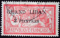 [French Postage Stamps Surcharged & Overprinted "GRAND LIBAN", tipas B]