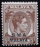 [Straits Settlements Postage Stamps Overprinted "B M A MALAYA" in Black or Red Colour, type A3]