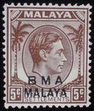 [Straits Settlements Postage Stamps Overprinted "B M A MALAYA" in Black or Red Colour, type A3]