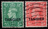 [King George VI - Great Britain Postage Stamps Overprinted "TANGIER" in Blue or Black, Tip H]
