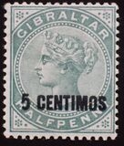 [Queen Victoria, 1819-1901 - Stamps of 1886 Surcharged "CENTIMOS", type F]