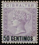 [Queen Victoria, 1819-1901 - Stamps of 1886 Surcharged "CENTIMOS", type F5]