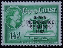 [Queen Elizabeth Stamps of 1952 of Gold Coast Overprinted "GHANA INDEPENDENCE 6TH.. MARCH, 1957", tip B1]