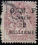 [French Postage Stamps Surcharged & Overprinted "O.M.F. - Syrie", type C1]