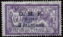 [French Postage Stamps Surcharged & Overprinted "O.M.F. - Syrie" - "Value" in 1 Line, type J2]
