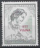 [The 100th Anniversary of the Death of Branko Radicevic, 1824-1853  - Yugoslav Postage Stamp in Changed Color and Overprinted "STT - VUJNA", type BW]