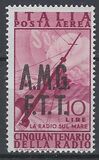 [Airmail - The 50th Anniversary of the Radio - Italy Postage Stamps of 1947 Overprinted "A.M.G.F.T.T.", Tipe D1]