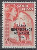 [Queen Elizabeth Stamps of 1952 of Gold Coast Overprinted "GHANA INDEPENDENCE 6TH.. MARCH, 1957", type B3]