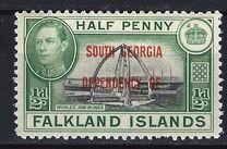 [Falkland Islands Postage Stamps Overprinted "SOUTH GEORGIA DEPENDENCY OF.", type A]
