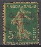 [French Postage Stamps Surcharged & Overprinted "O.M.F. - Syrie" - Value in "CENTIMES", type D4]