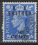 [King George VI - Great Britain Postage stamp Overprinted B. A. - ERITREA" and Surcharged Value, type C1]
