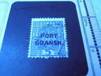 [Polish Postage Stamps Overprinted "PORT GDAŃSK" - Eagle on Striped Background, type I]