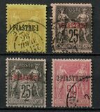 [French Postage Stamps Surcharged - Colored Paper, type A]