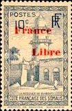 [Mosque Stamps of 1938-1940 Overprinted "France Libre" in Red or Black, tyyppi BE4]