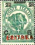 [Italian Postage Stamps Overprinted "ERITREA" in Dark Blue or Red & Surcharged, τύπος W1]