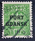 [Polish Postage Stamps Overprinted "PORT GDAŃSK" - Eagle on Striped Background, type I1]