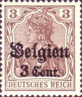 [German Empire Postage Stamps Surcharged "F and Cent" & Overprinted "Belgien", type B1]