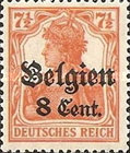 [German Empire Postage Stamps Surcharged "F and Cent" & Overprinted "Belgien", type B3]