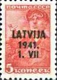 [USSR Postage STamps Overprinted "LATVIJA 1941", type A]