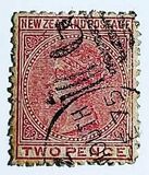 [Queen Victoria - Inscription "NEW ZEALAND POSTAGE" , Bluish paper, New Watermark, type D1]