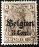 [German Empire Postage Stamps Surcharged "F and Cent" & Overprinted "Belgien", 類型 B1]