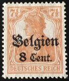 [German Empire Postage Stamps Surcharged "F and Cent" & Overprinted "Belgien", 類型 B3]