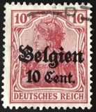 [German Empire Postage Stamps Surcharged "F and Cent" & Overprinted "Belgien", 類型 B4]
