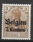[German Empire Postage Stamps Surcharged "Fr. and C." or "Centimes" & Overprinted "Belgien", Tüüp A]