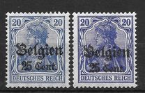 [German Empire Postage Stamps Surcharged "F and Cent" & Overprinted "Belgien", 유형 B8]