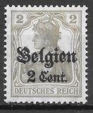 [German Empire Postage Stamps Surcharged "F and Cent" & Overprinted "Belgien", type B]