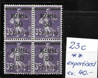 [French Postage Stamps Overprinted "MEMEL" and Surcharged, प्रकार B5]
