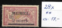 [French Postage Stamps Overprinted "MEMEL" and Surcharged, प्रकार B10]