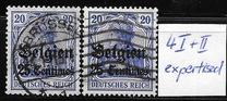 [German Empire Postage Stamps Surcharged "Fr. and C." or "Centimes" & Overprinted "Belgien", type A3]