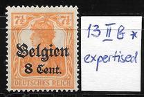 [German Empire Postage Stamps Surcharged "F and Cent" & Overprinted "Belgien", 유형 B3]