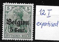 [German Empire Postage Stamps Surcharged "F and Cent" & Overprinted "Belgien", 유형 B2]