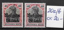 [German Empire Postage Stamps Surcharged "F and Cent" & Overprinted "Belgien", Вид B10]