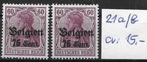 [German Empire Postage Stamps Surcharged "F and Cent" & Overprinted "Belgien", Вид B11]