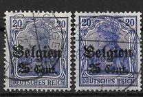 [German Empire Postage Stamps Surcharged "F and Cent" & Overprinted "Belgien", Вид B8]